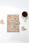 Green Floral Elegance Handcrafted Quilted Fabric Book/Diary Sleeve