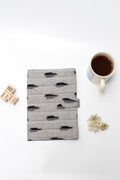 Grey Ikkat Elegance Handcrafted Quilted Fabric Book/Diary Sleeve