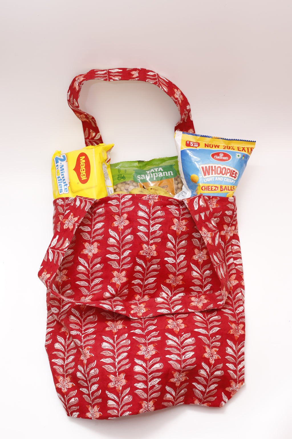 Floral Hand Block Print Grocery/Shopping Bag,Cotton Tote Bags