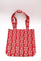 Floral Hand Block Print Grocery/Shopping Bag,Cotton Tote Bags