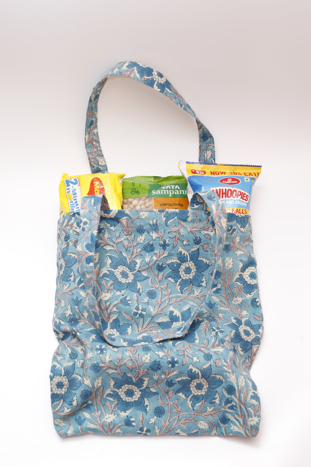 Floral Hand Block Print Grocery/Shopping Bag,Cotton Tote Bags