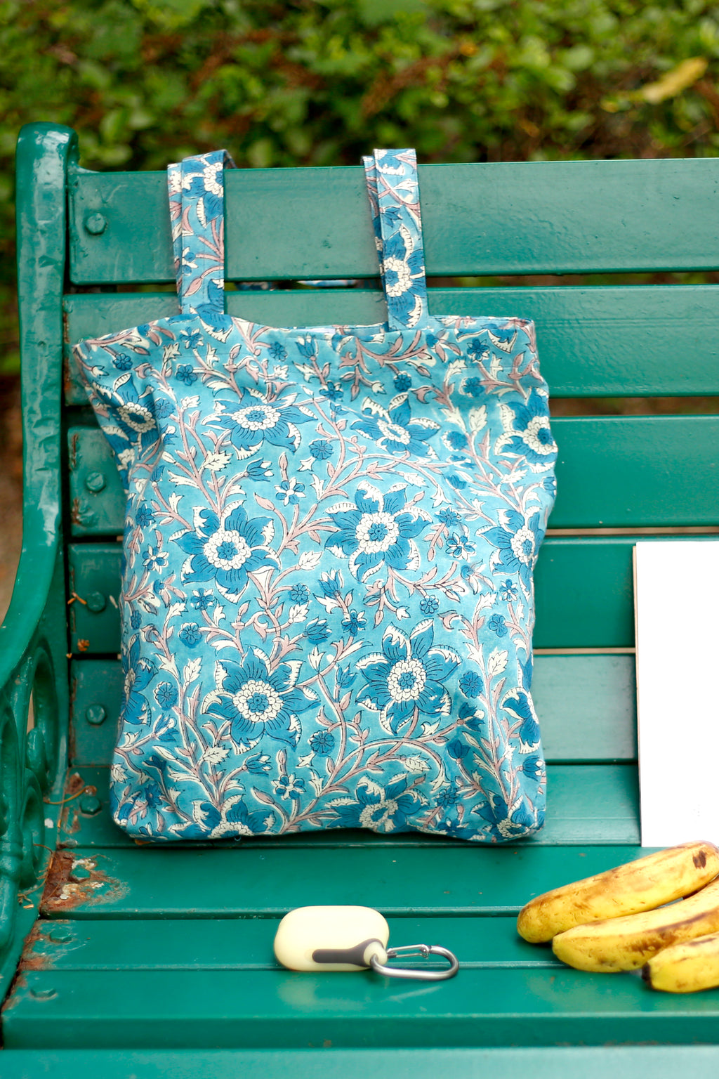 Floral Hand Block Print Grocery/Shopping Bag,Cotton Tote Bags