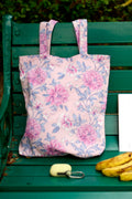 Floral Hand Block Print Grocery/Shopping Bag,Cotton Tote Bags