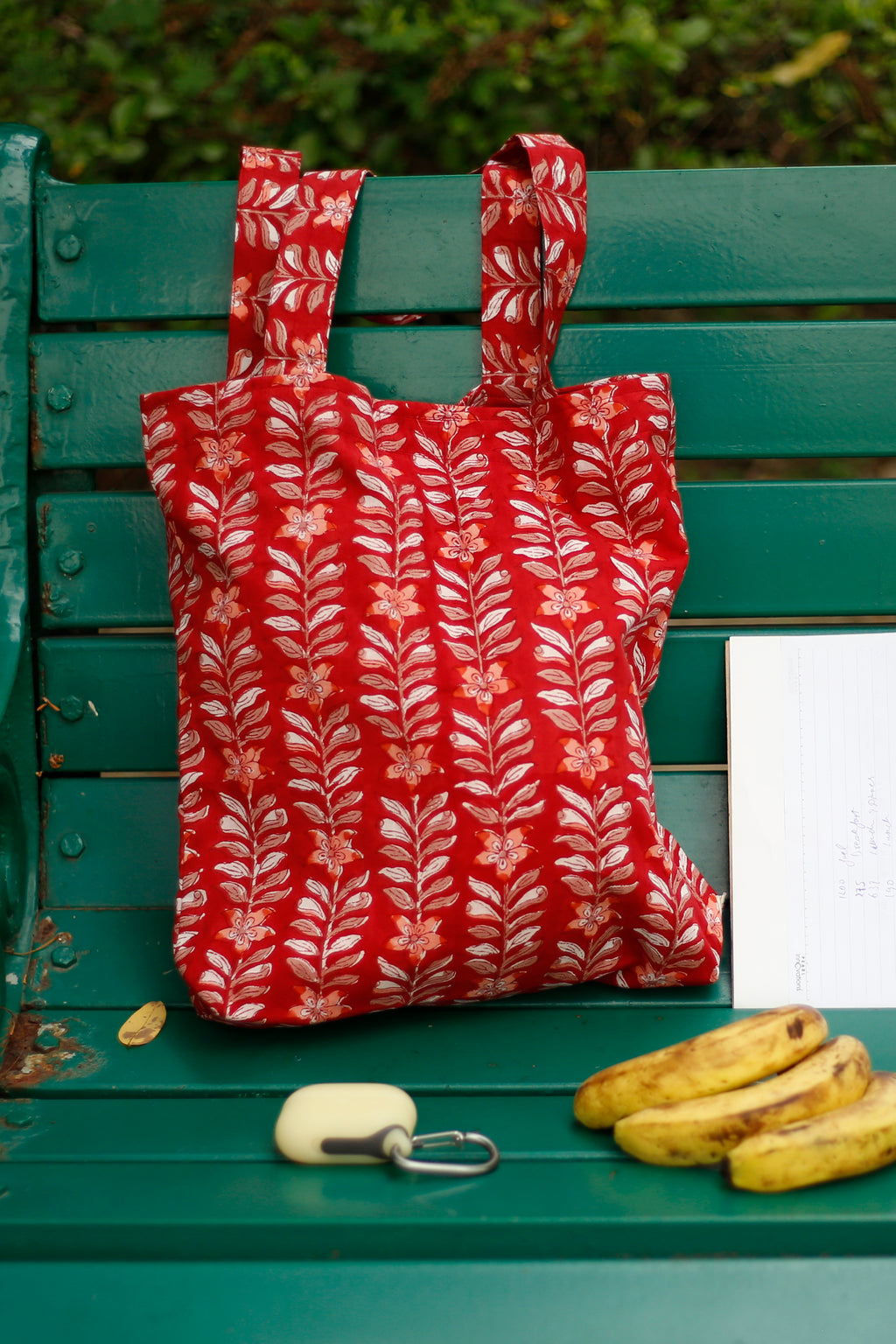 Floral Hand Block Print Grocery/Shopping Bag,Cotton Tote Bags