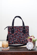 Black Floral Handcrafted Ajrakh HandBlock Shoulder/Handbag