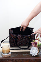 Black Floral Handcrafted Ajrakh HandBlock Shoulder/Handbag