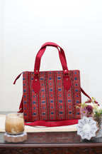 Red Striped Handcrafted Ajrakh HandBlock Shoulder/Handbag