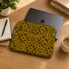 Mustard Ajrakh Print Quilted Laptop Sleeve