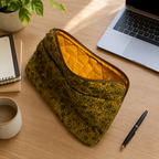 Mustard Ajrakh Print Quilted Laptop Sleeve