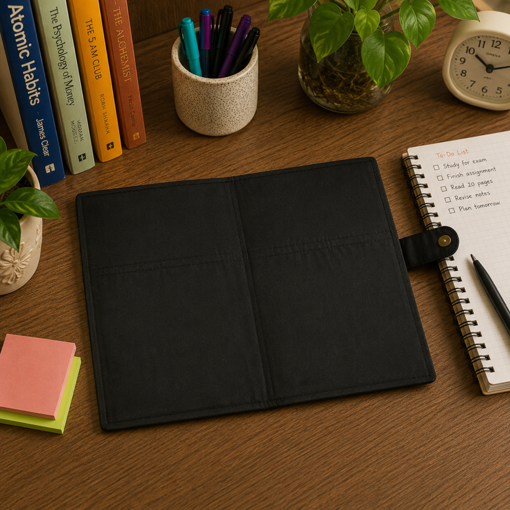 Handcrafted File Folder - Black Ajrakh Print
