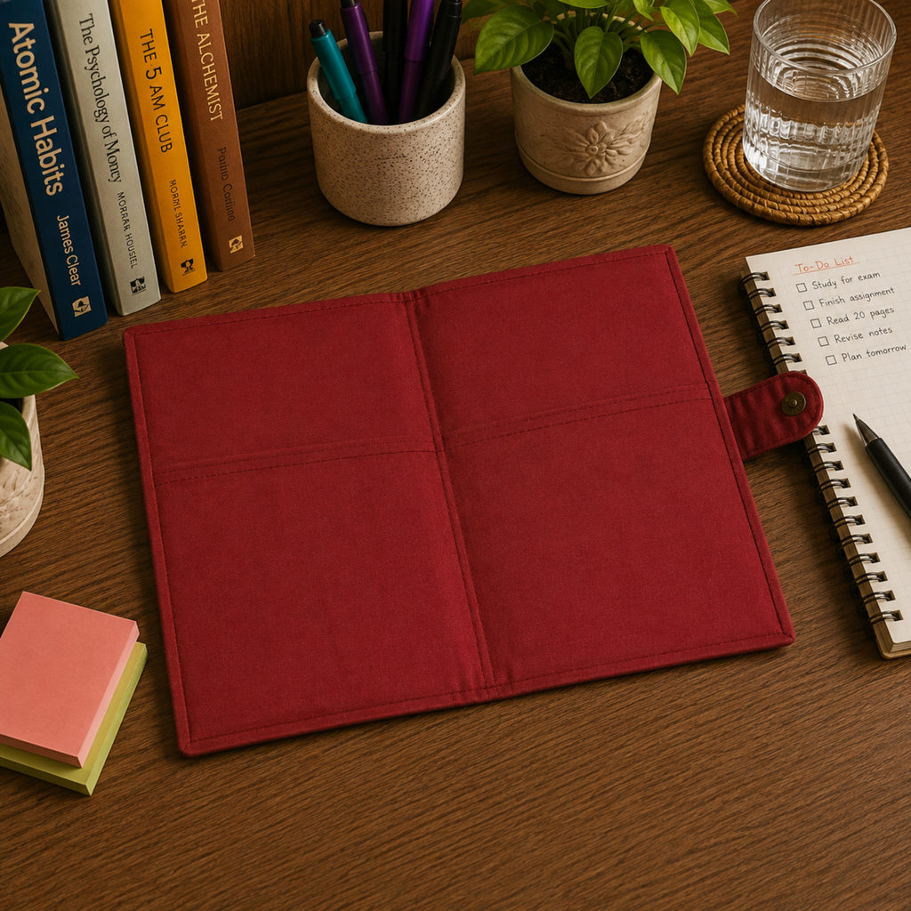 Handcrafted File Folder -  Red Handblock Print