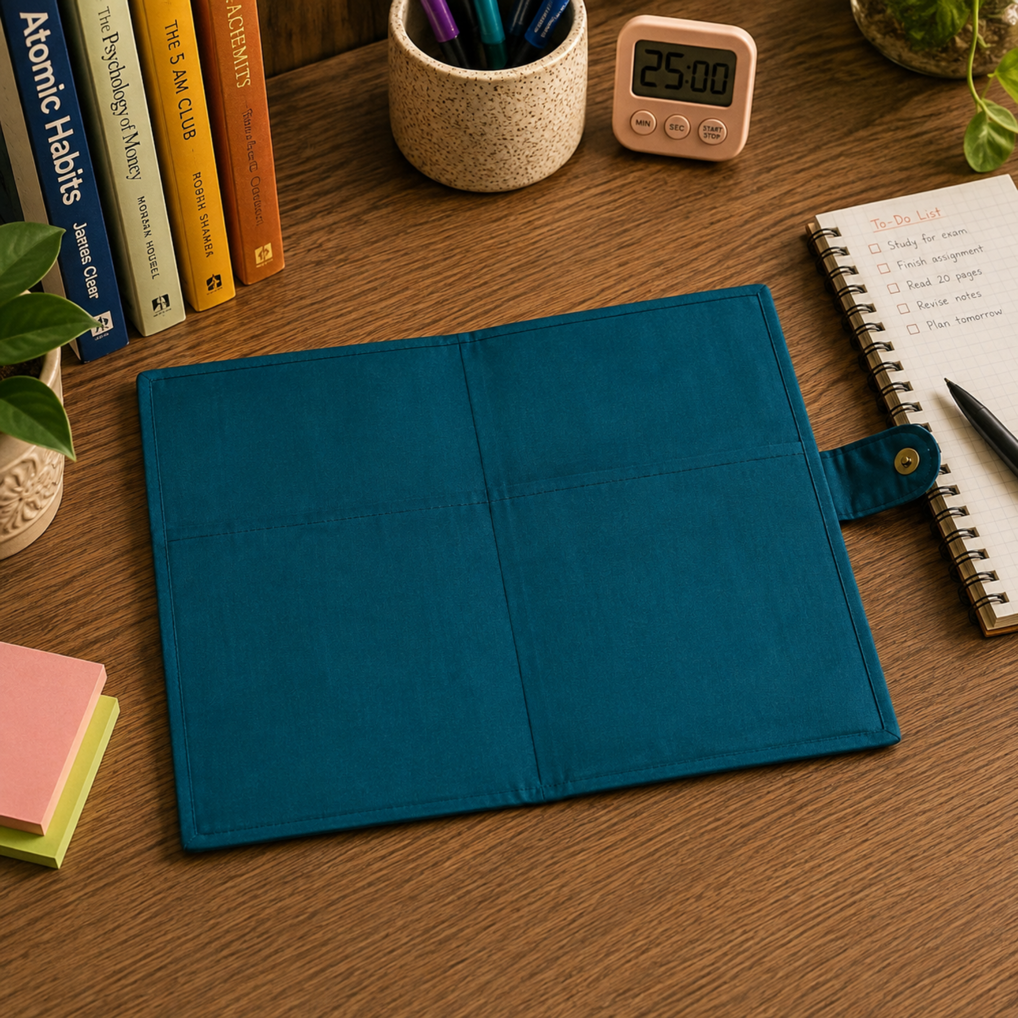 Handcrafted File Folder - Teal  Floral Handblock Print