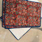 Red Kalamkari Quilted Table Mats With Runner Set