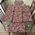 Maroon Kalamkari Quilted Table Mats With Runner Set