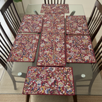 Maroon Kalamkari Quilted Table Mats With Runner Set