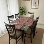 Maroon Kalamkari Quilted Table Mats With Runner Set
