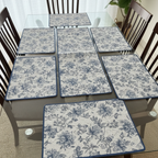 Grey Floral - Quilted Table Mats With Runner Set