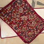 Maroon Kalamkari Quilted Table Mats With Runner Set