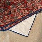 Red Kalamkari Quilted Table Mats With Runner Set