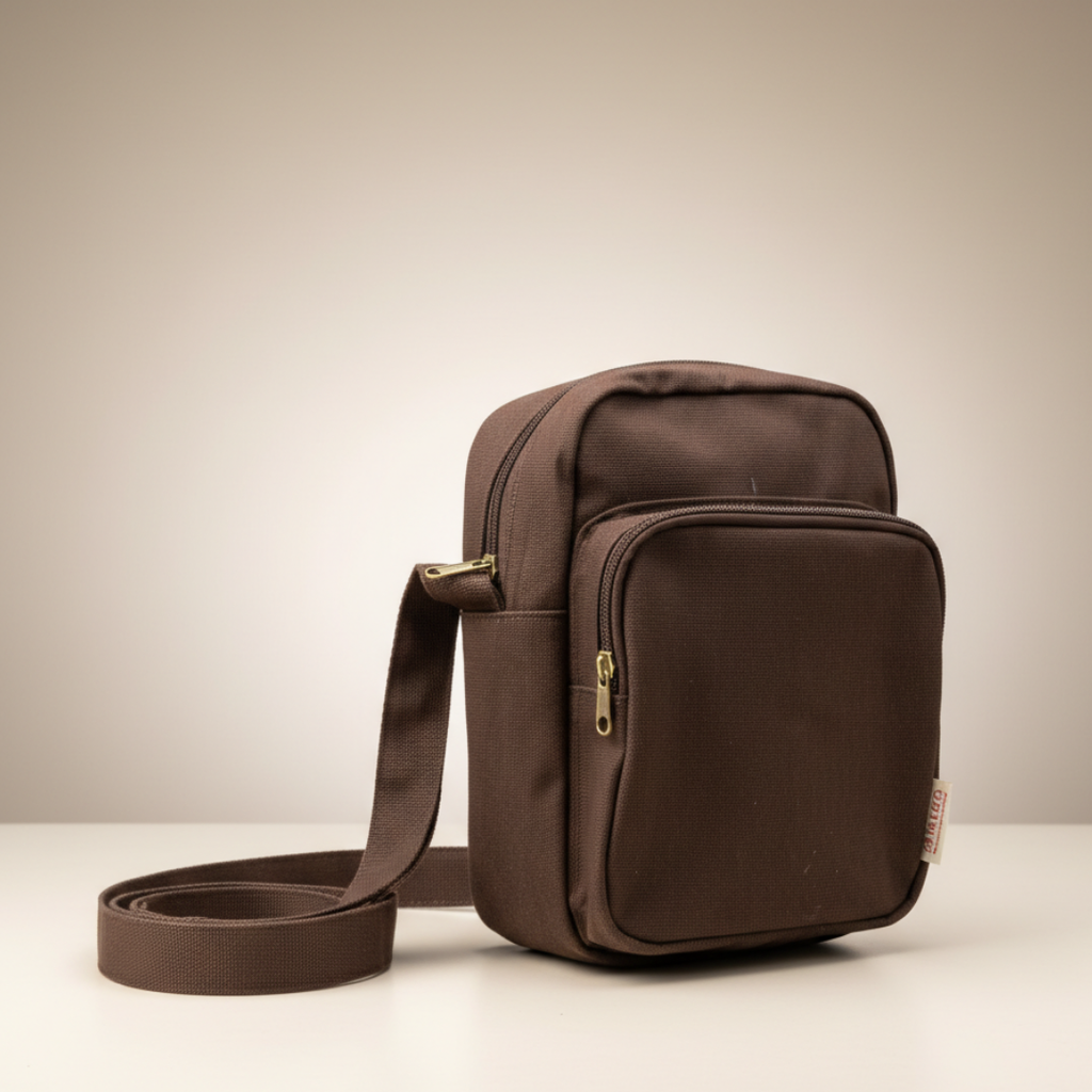 Brown Cotton Crossbody/Fanny Pack