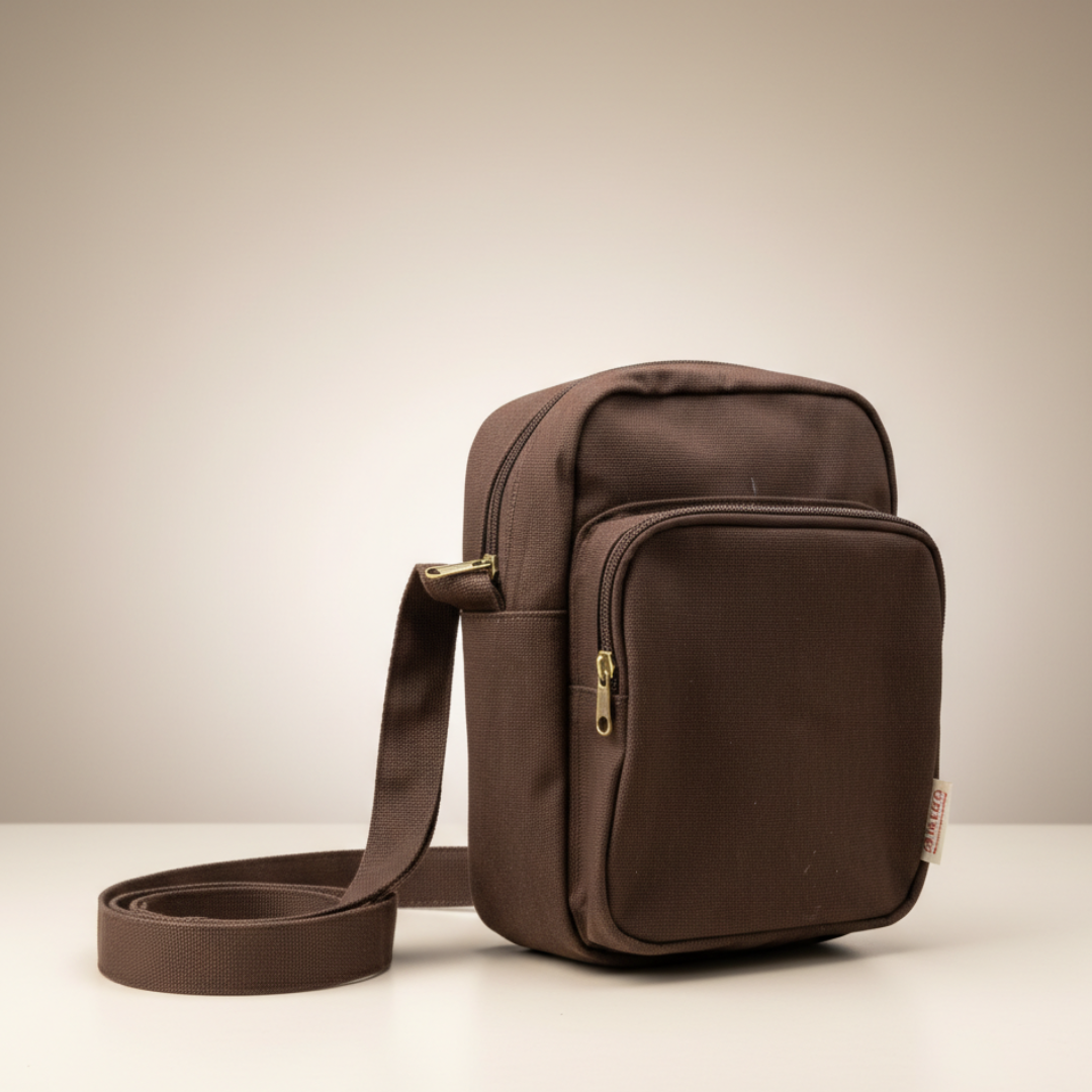 Brown Cotton Crossbody/Fanny Pack