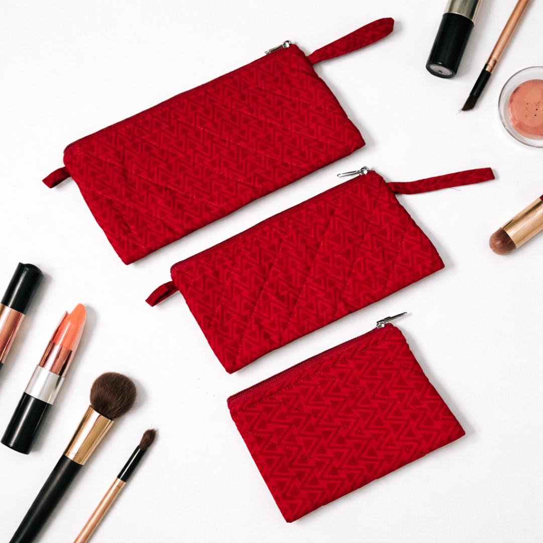 Red Set of Three Multipurpose pouch