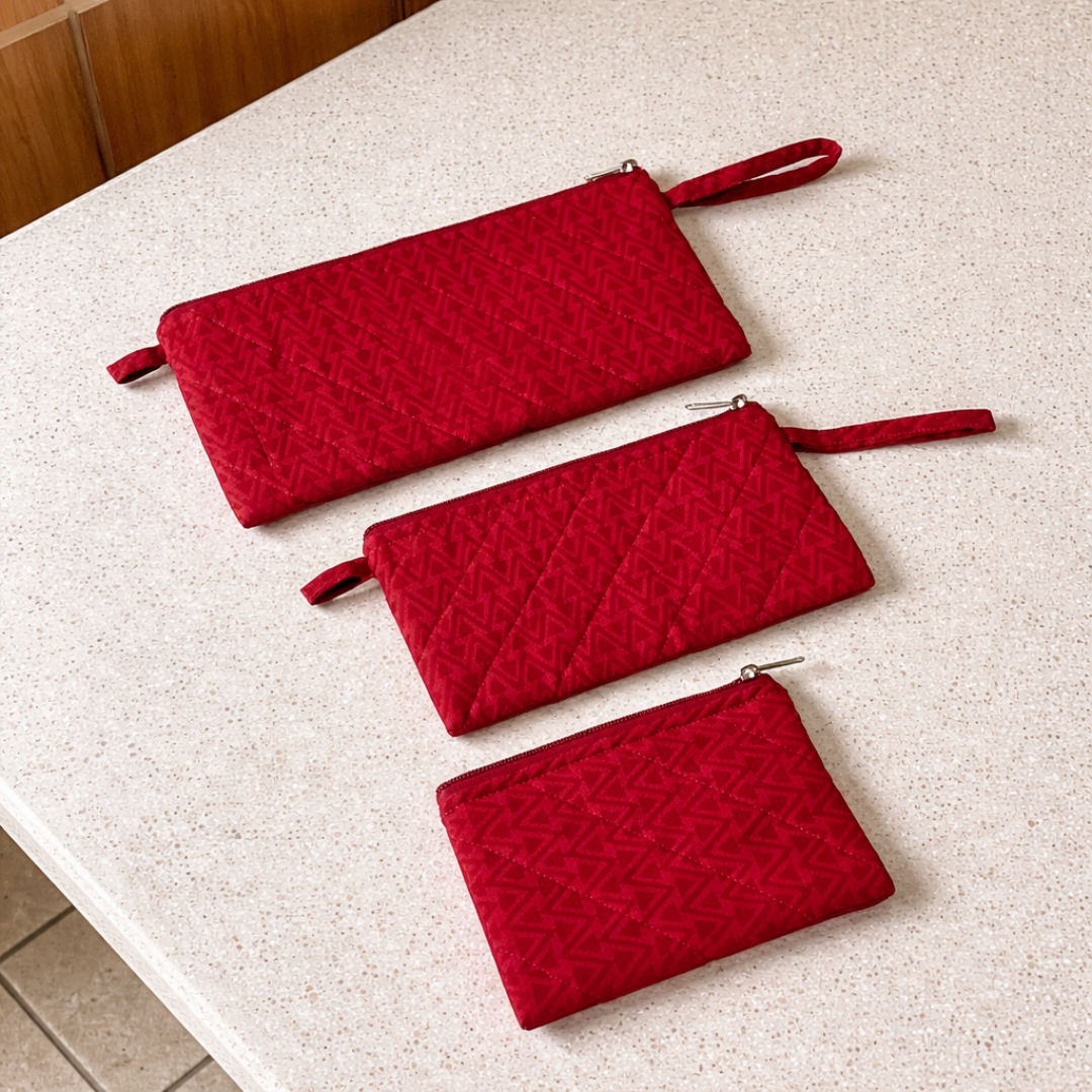 Red Set of Three Multipurpose pouch