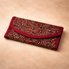 Maroon Ajrakh Trifold Wallet