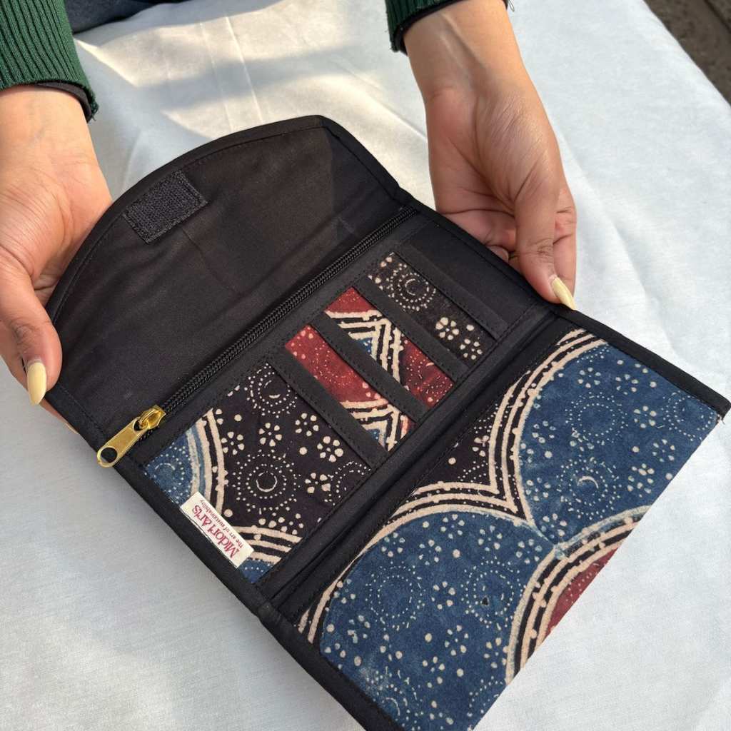 Indigo Ajrakh Trifold Wallet