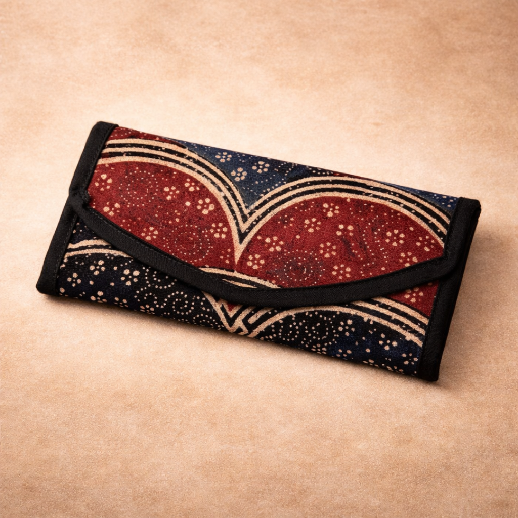 Indigo Ajrakh Trifold Wallet