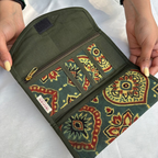 Green Ajrakh Trifold Wallet