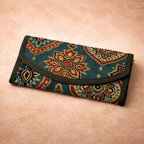 Green Ajrakh Trifold Wallet