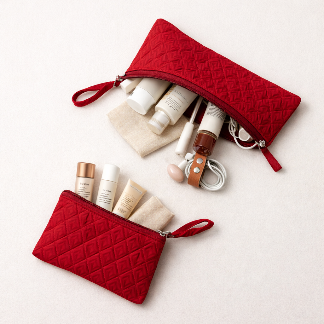 Red Set of Three Multipurpose pouch