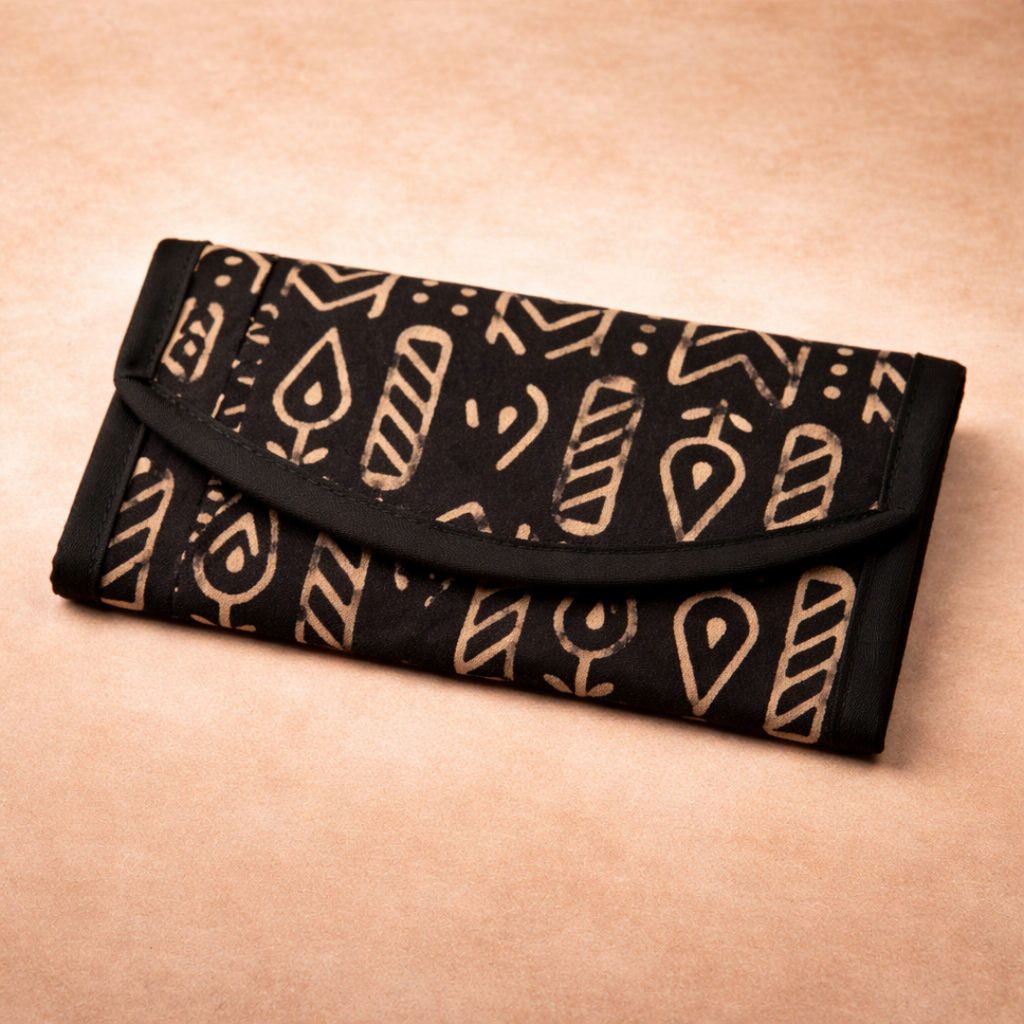 Black Ajrakh Trifold Wallet