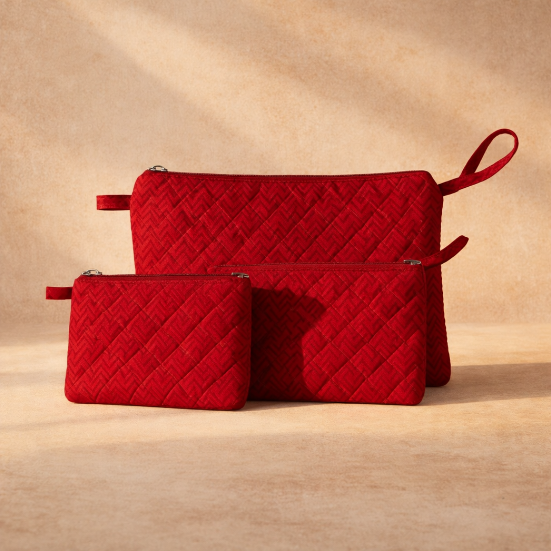 Red Set of Three Multipurpose pouch