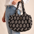 Black Boat Curve Handcrafted Quilted Tote