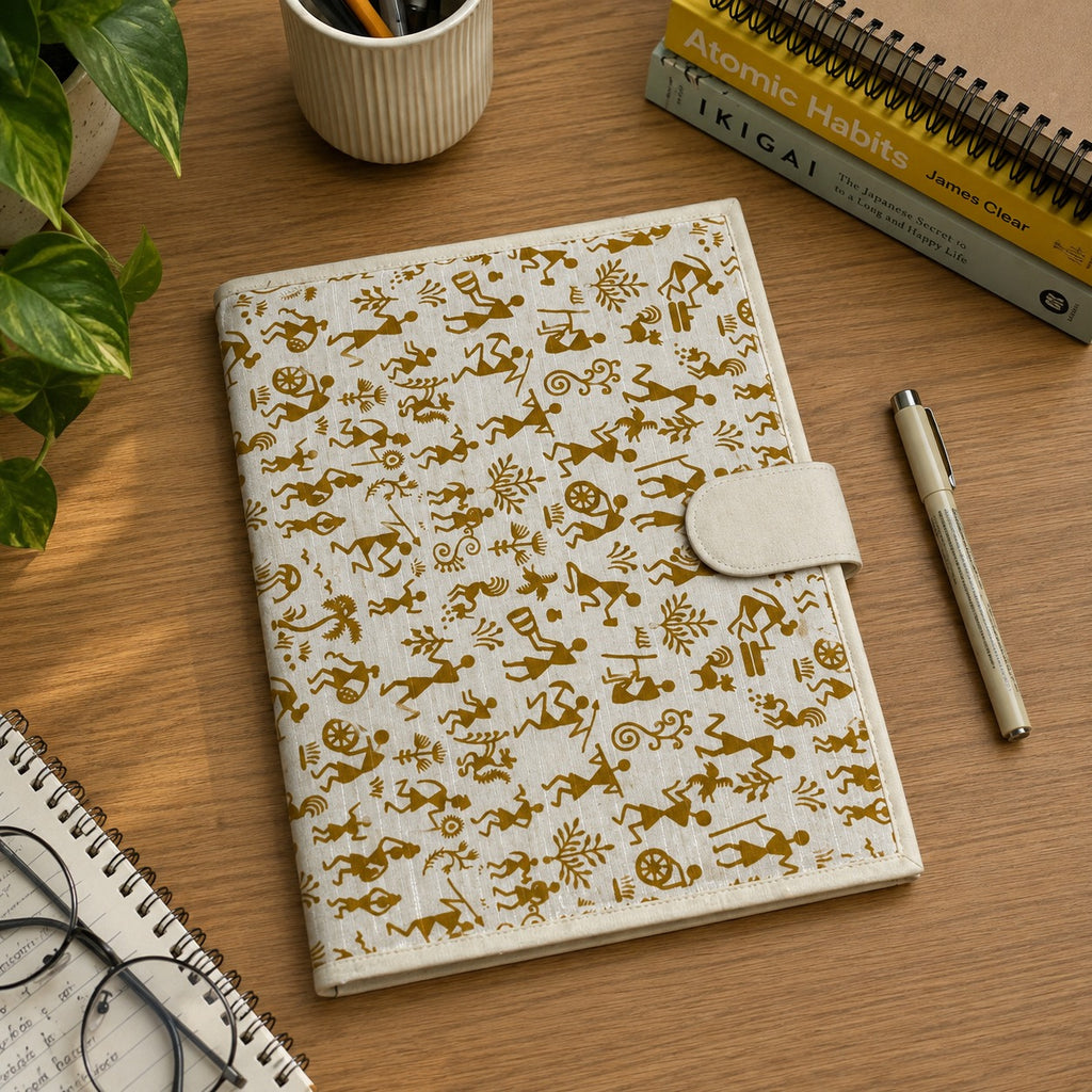 Handcrafted File Folder - Beige Worli Print