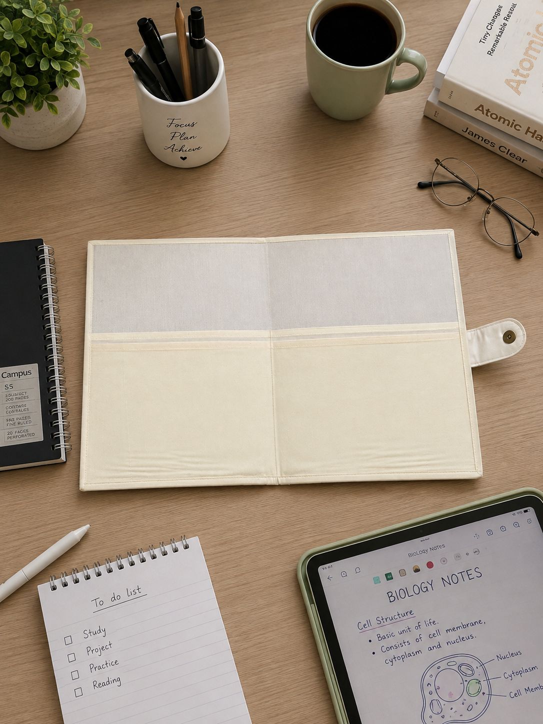 Handcrafted File Folder - Beige Worli Print