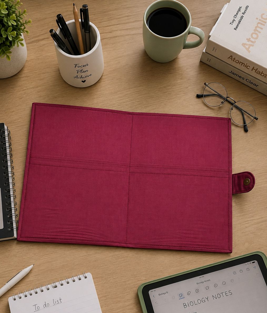 Handcrafted File Folder - Maroon Kalamkari Print