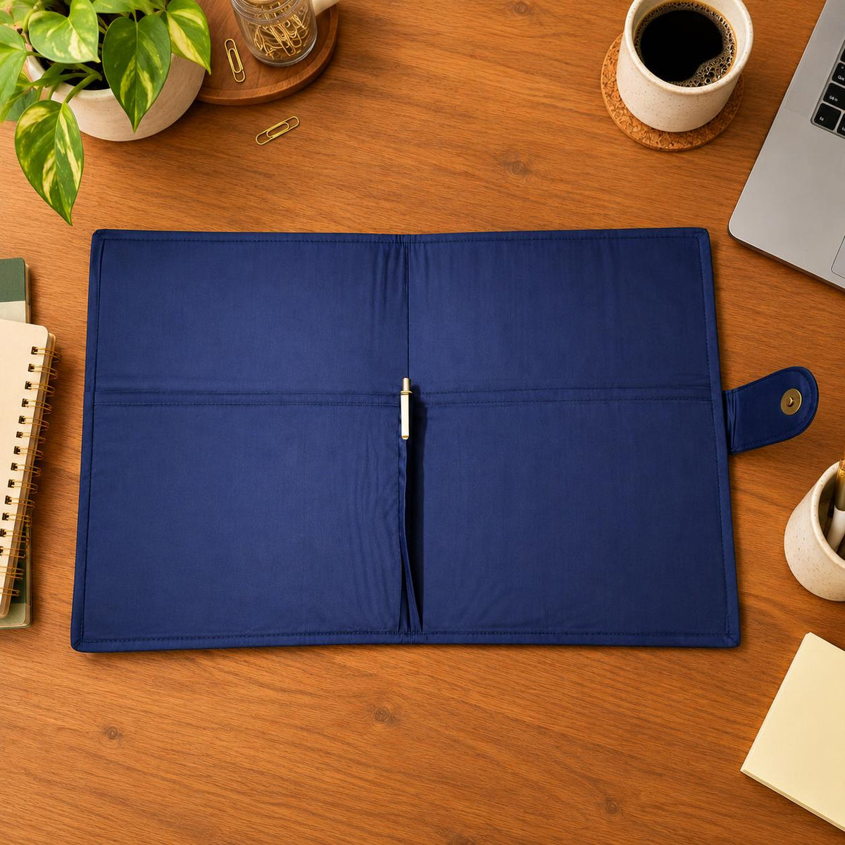 Handcrafted File Folder With Pen - Indigo Handblock Print