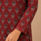 Red Ajrakh Print Short Kurti