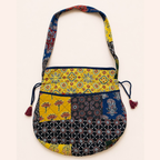 Multicoloured Ajrakh Drawstring Quilted Potli Bag