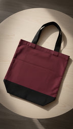 Two-Tone Canvas Tote Bag - Maroon & Black
