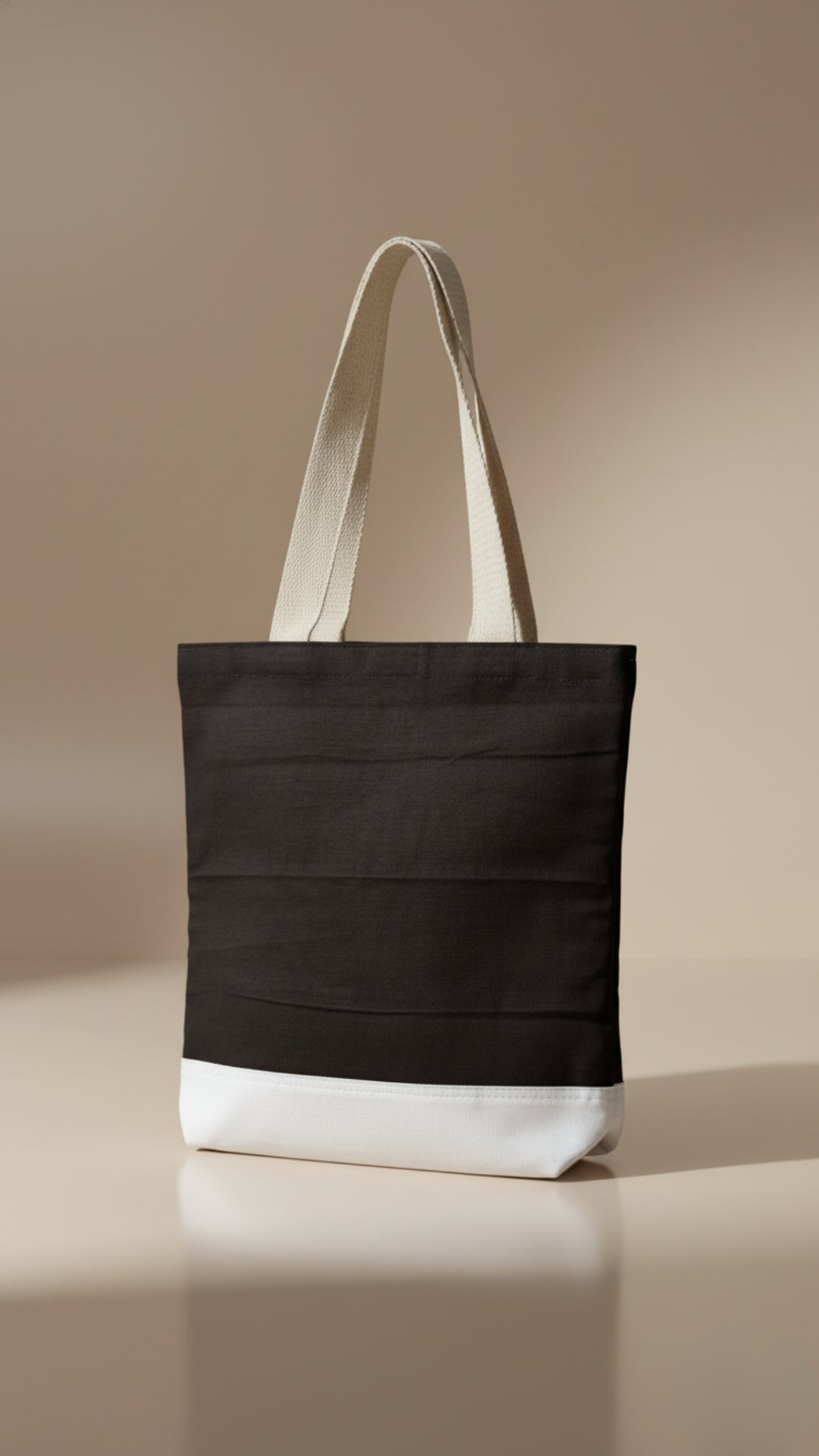 Two-Tone Canvas Tote Bag – Black & White