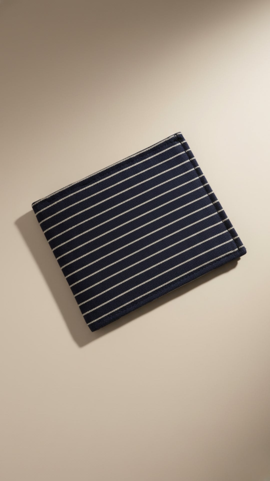 Navy Blue & White Striped Bifold Unisex Wallet
